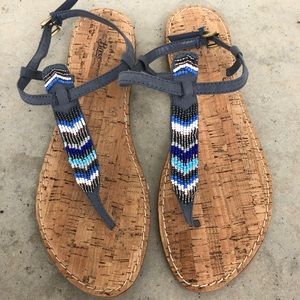 G.H. Bass & CO blue suede beaded sandals